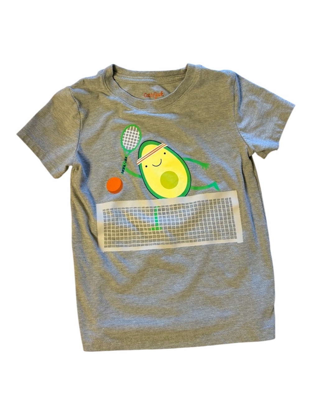 Cat & Jack Gray Tee with Green Avocado Tennis Graphic - Kids